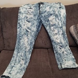 Acid wash and distressed jeans